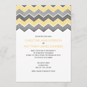 Grijs en Geel Zig Zag Wedding Invitaties Kaart