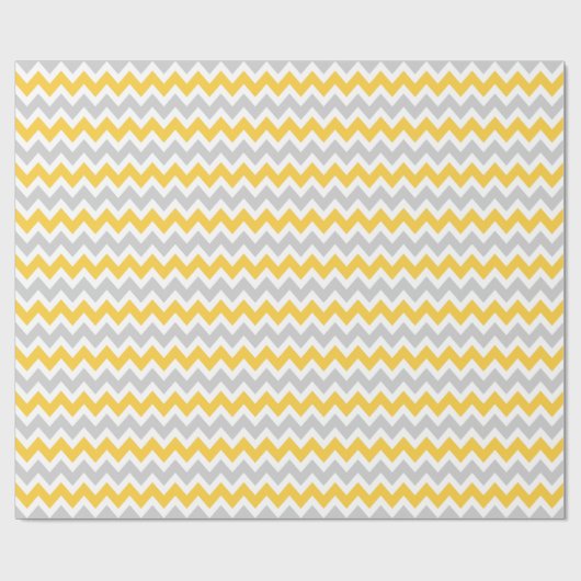 Grijs en Geel Zigzag Chevron Stripes Cadeaupapier (Vlak)