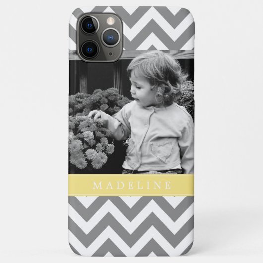 Grijs en Geel Zigzags Persoonlijke foto Case-Mate iPhone Case (Achterkant)