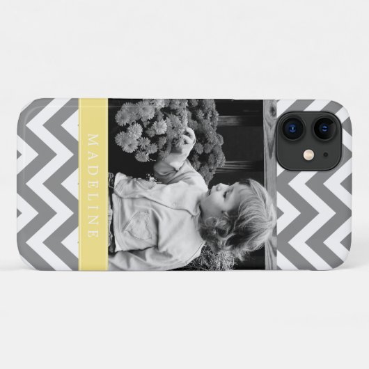 Grijs en Geel Zigzags Persoonlijke foto Case-Mate iPhone Case (Achterkant (horizontaal))