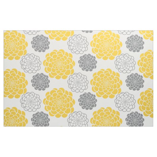 Grijs en Gele Bloemen Stof (Fat Quarter)