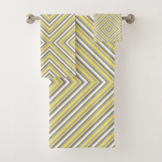 Grijs en gele diagonalen bad handdoek (Insitu)
