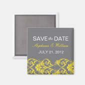 Grijs en Gele kant sparen de Magnet van de Datum (Voorkant / Achterkant)