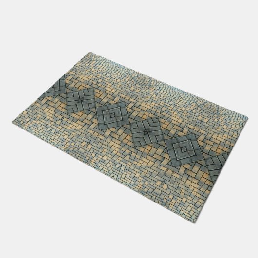 Grijs en Gele Mozaïekbrick Deurmat (Schuin)