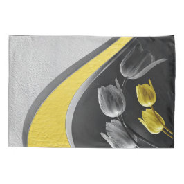 Grijs en gele tulpbloemen textuur 2021 kleur kussensloop