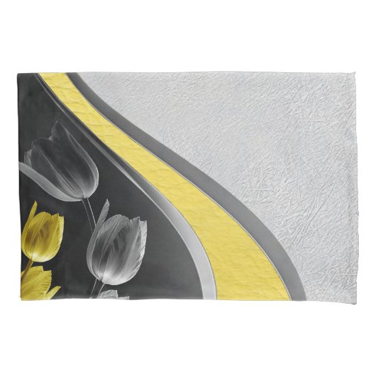 Grijs en gele tulpbloemen textuur 2021 kleur kussensloop (Voorkant)