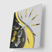 Grijs en gele tulpbloemen textuur 2021 kleur vierkante klok (Hoek)