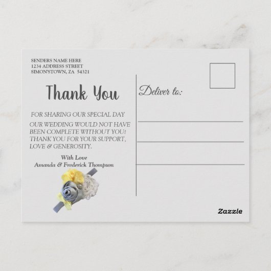 Grijs en Gele tulpen op textuur Briefkaart (Achterkant)