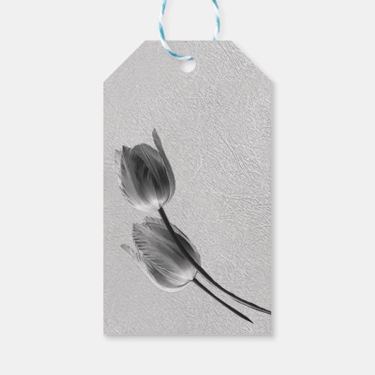 Grijs en Gele tulpen op textuur Cadeaulabel (Achterkant)