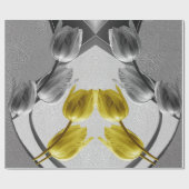 Grijs en Gele tulpen op textuur Cadeaupapier (Vlak)