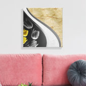 Grijs en Gele tulpen op textuur Canvas Afdruk (Insitu (Woonkamer))