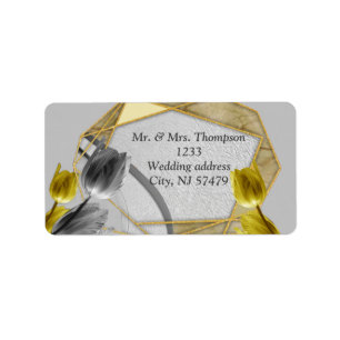 Grijs en Gele tulpen op textuur Etiket