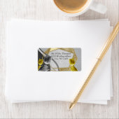 Grijs en Gele tulpen op textuur Etiket (Insitu)