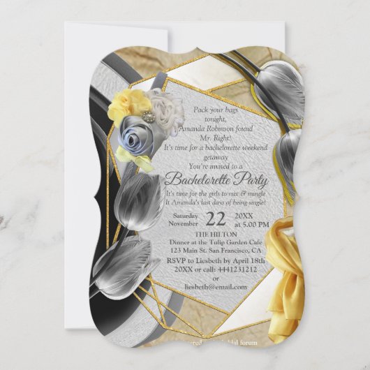 Grijs en Gele tulpen op textuur Kaart (Voorkant)