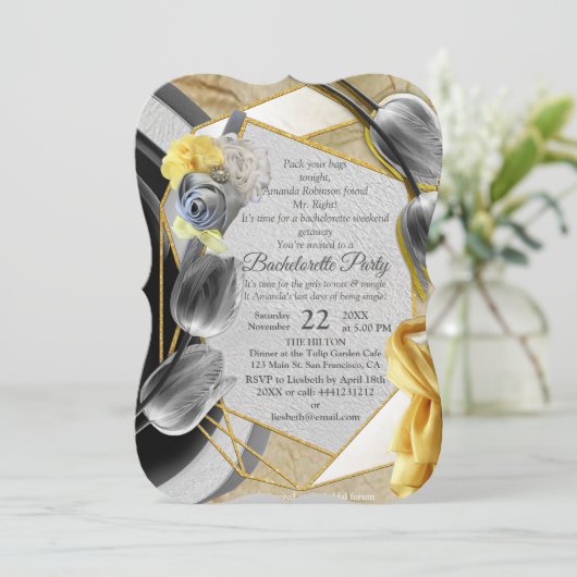 Grijs en Gele tulpen op textuur Kaart (Staand voorkant)