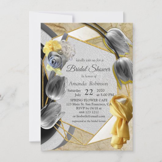 Grijs en Gele tulpen op textuur Kaart (Voorkant)