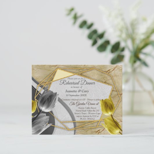 Grijs en Gele tulpen op textuur Kaart (Staand voorkant)