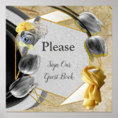 Grijs en Gele tulpen op textuur Poster