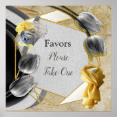 Grijs en Gele tulpen op textuur Poster (Voorkant)