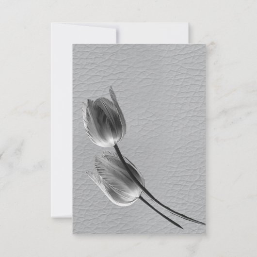Grijs en Gele tulpen op textuur RSVP Kaartje (Achterkant)