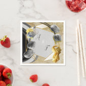 Grijs en Gele tulpen op textuur Servet (Insitu)