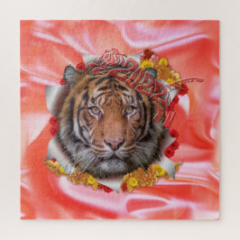 Grijs en Gele tulpen op textuurcanvas Afdrukken Legpuzzel