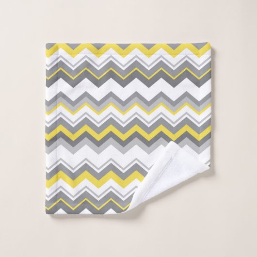 Grijs en gele ziggen bad handdoek (Wasdoekje)