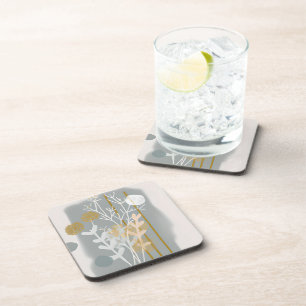 Grijs en goud abstract botanisch minimalistisch ku bier onderzetter