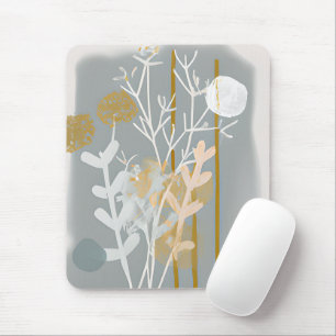 Grijs en goud abstract botanisch minimalistische k muismat
