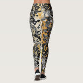 Grijs en Goud Abstract Leggings (Achterkant)