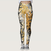 Grijs en Goud Abstract Leggings (Voorkant)