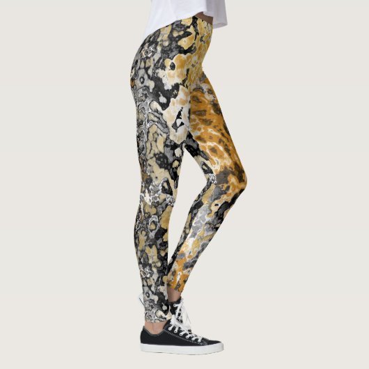 Grijs en Goud Abstract Leggings (Rechts)