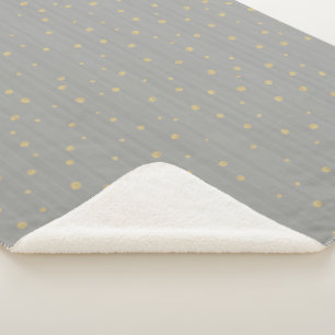 Grijs en Goud Abstract Modern Random Dot Pattern Sherpa Deken