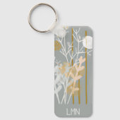 Grijs en goud abstracte botanische minimalistische sleutelhanger (Voorkant)