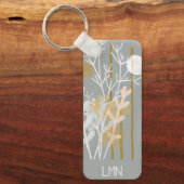 Grijs en goud abstracte botanische minimalistische sleutelhanger (Voorkant)