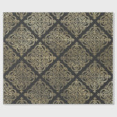 Grijs en goud antiek damast cadeaupapier (Vlak)