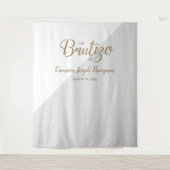 Grijs en Goud baby Doop Custom Bautizo achtergrond Wandkleed (Voorkant)