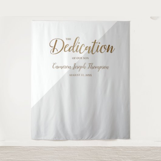 Grijs en Goud baby jongen moderne toewijding achte Wandkleed (Voorkant)