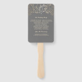 Grijs en Goud | Baby's Breath bruiloft programma Handwaaier (Achterkant)