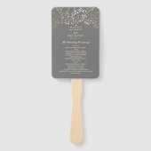 Grijs en Goud | Baby's Breath bruiloft programma Handwaaier (Voorkant)