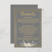 Grijs en Goud Bruiloft Details Behuizing Kaart (Voorkant / Achterkant)