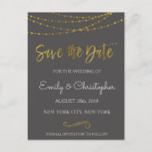 Grijs en goud folie Bewaar de datum Aankondigingskaart (Voorkant)