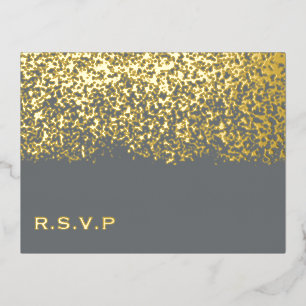 Grijs en Goud Folie Huwelijks RSVP Feestdagen Briefkaart