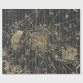 Grijs en goud folie vintage kaart cadeaupapier (Vlak)