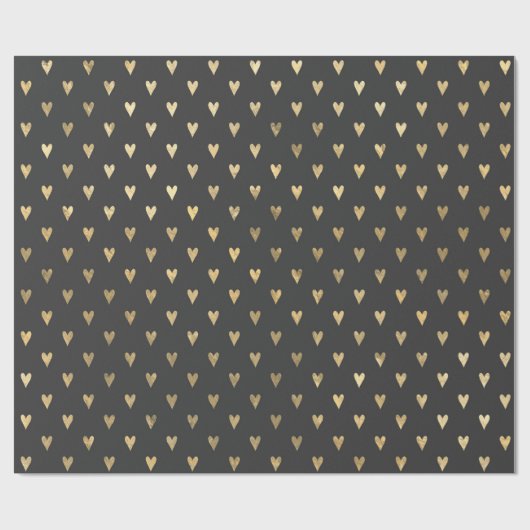 Grijs en Goud Hart Doodle Cadeaupapier (Vlak)
