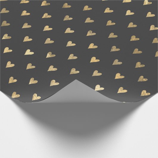 Grijs en Goud Hart Doodle Cadeaupapier (Hoek)
