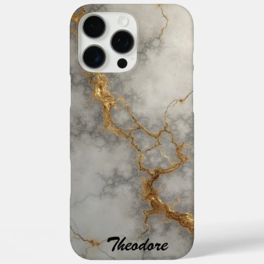 Grijs en goud marmer Case-Mate iPhone case (Achterkant)