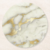 Grijs en goud marmeren steen ronde kartonnen onderzetter (Voorkant)