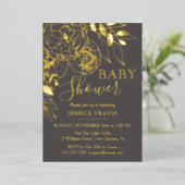 Grijs en Goud Matig Baby shower Folie Uitnodiging (Staand Voorkant)