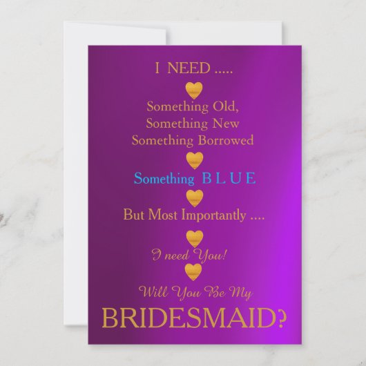 Grijs en Goud met hart word je mijn Bridesmaid I Kaart (Voorkant)